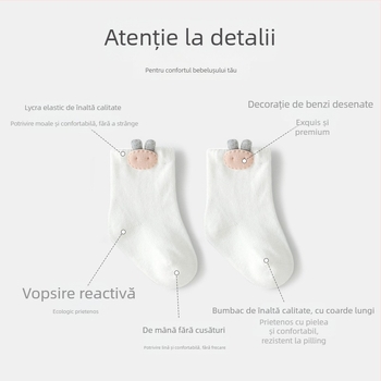 Șosete pentru nou-născuți – stil coreean, desene animate drăguțe, din bumbac, tub scurt, primăvară/toamnă, 0–1 ani