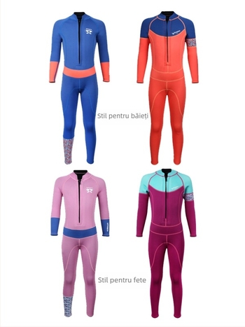 Costum de neopren pentru copii, 2 mm, mâneci lungi, unisex, pentru înot și activități în apă