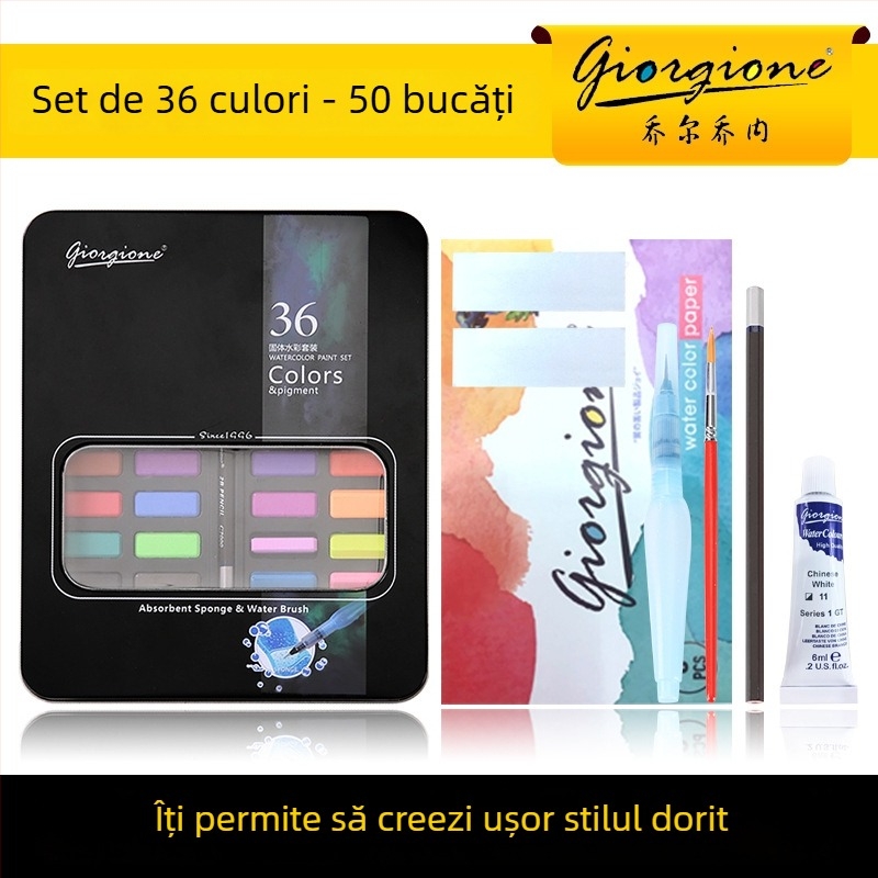 Giorgione set acuarele solide, 9 piese, pentru pictură cu acuarele