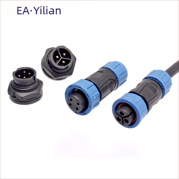 Conector impermeabil pentru iluminat stradal E10, cu pini placati cu aur, izolatie Nylon PA66, 2–12 nuclee