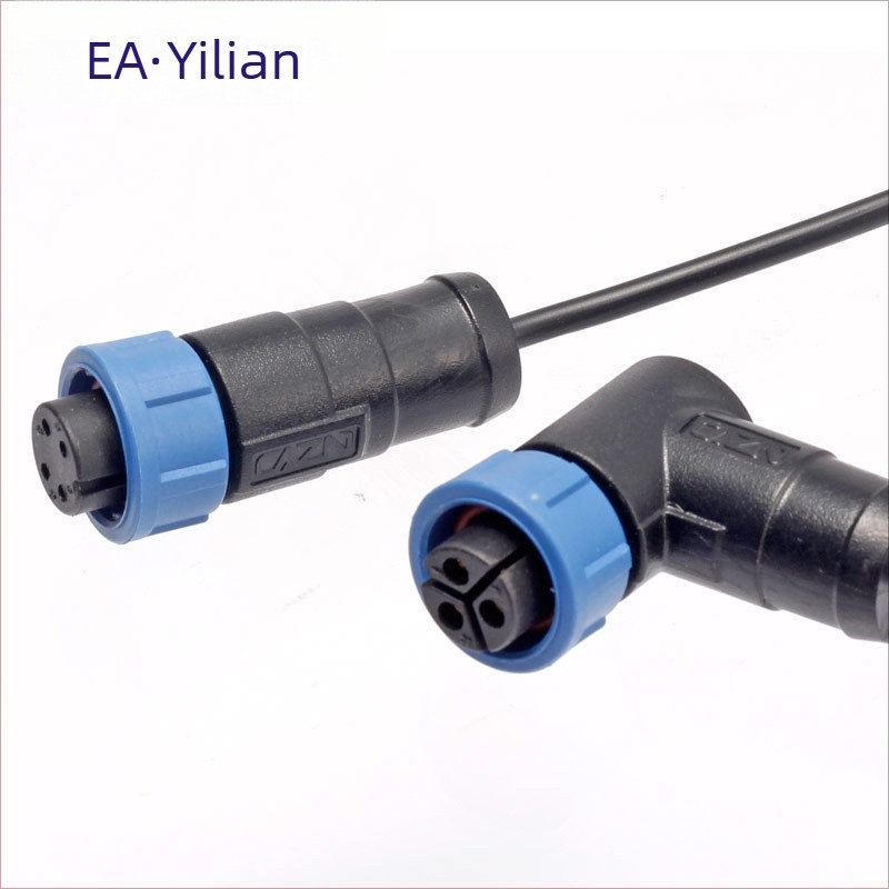 Conector impermeabil pentru iluminat stradal E10, cu pini placati cu aur, izolatie Nylon PA66, 2–12 nuclee