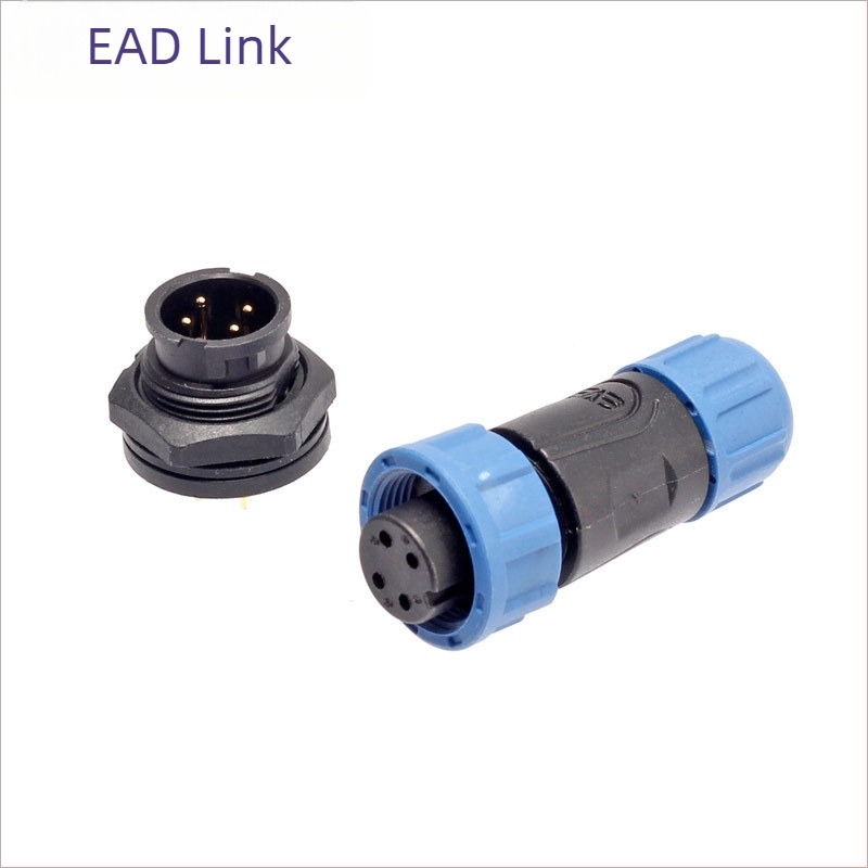 Conector impermeabil pentru iluminat stradal E10, cu pini placati cu aur, izolatie Nylon PA66, 2–12 nuclee