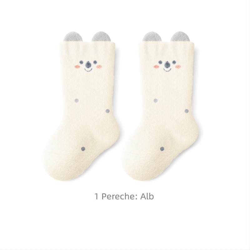 Șosete pentru copii, groase, căptușite cu fleece, până la gambe medii, iarnă, unisex, tricot jacquard, material principal nailon 80%