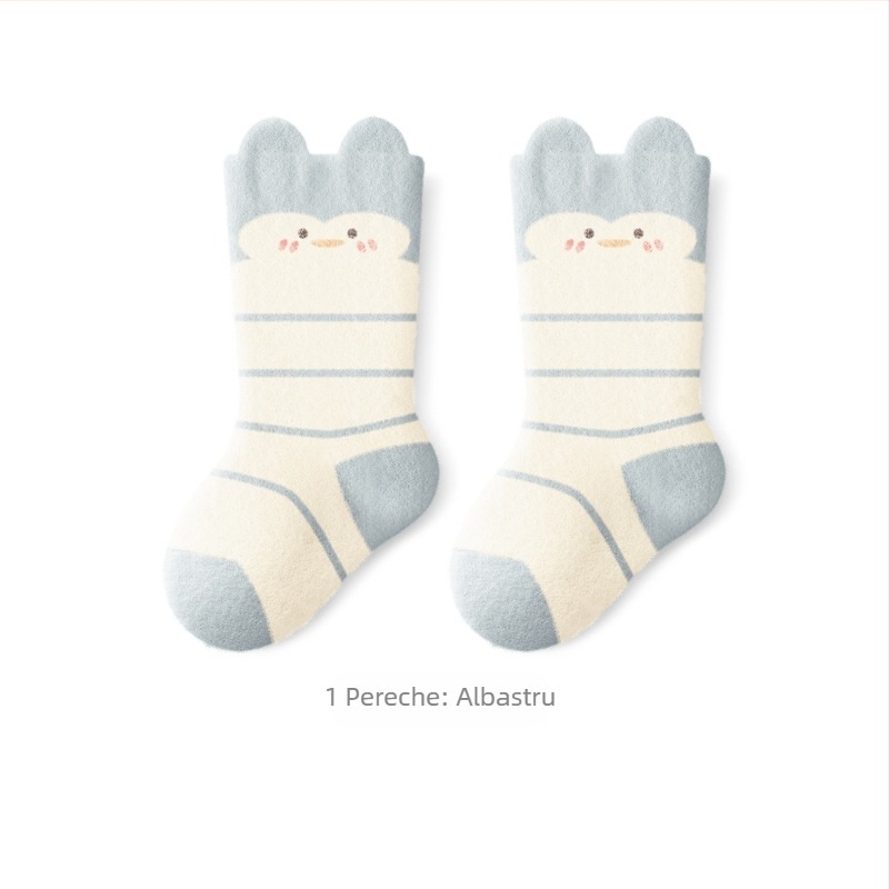 Șosete pentru copii, groase, căptușite cu fleece, până la gambe medii, iarnă, unisex, tricot jacquard, material principal nailon 80%