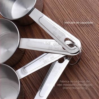 Set de 4 linguri și cupe măsurătoare din oțel inoxidabil cu scară pentru coacere