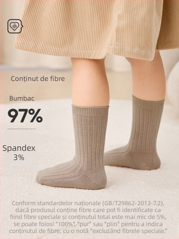 Șosete din bumbac pentru bebeluși și copii, lungime medie până la gambe, culoare uni, 100% bumbac, respirante, mărime universală (1–3 ani, 80–100 cm)