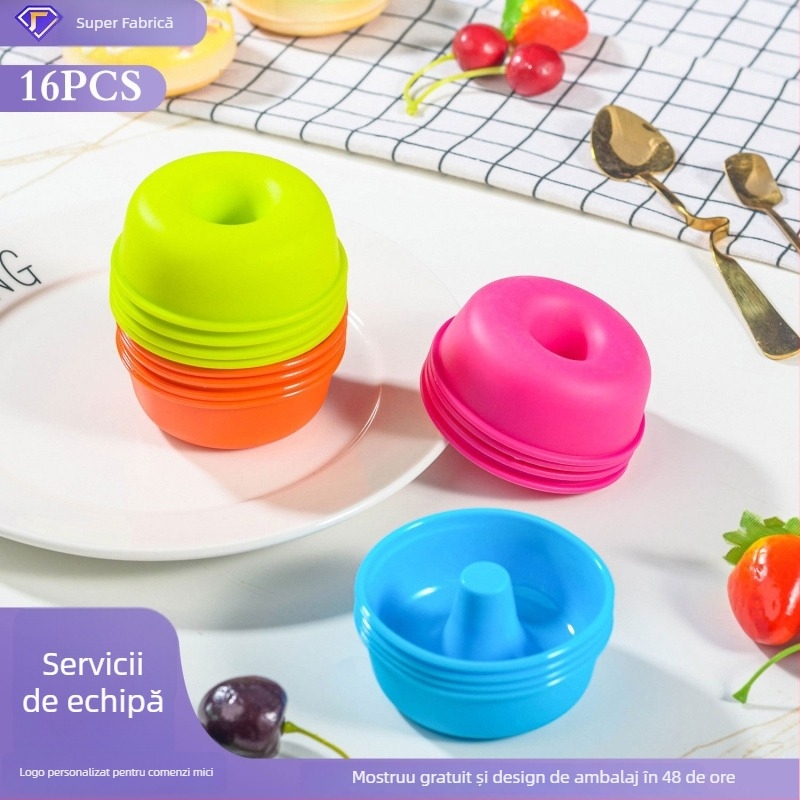 Set de forme din silicon circular pentru brioșe și gogoși, 16 buc., rezistente până la 230°C, forme de copt
