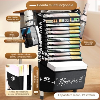 Geantă suspendată pentru cărți, lângă birou, capacitate mare, Brand Bushang, Model Kz00213bm, Material țesătură, Greutate netă 1