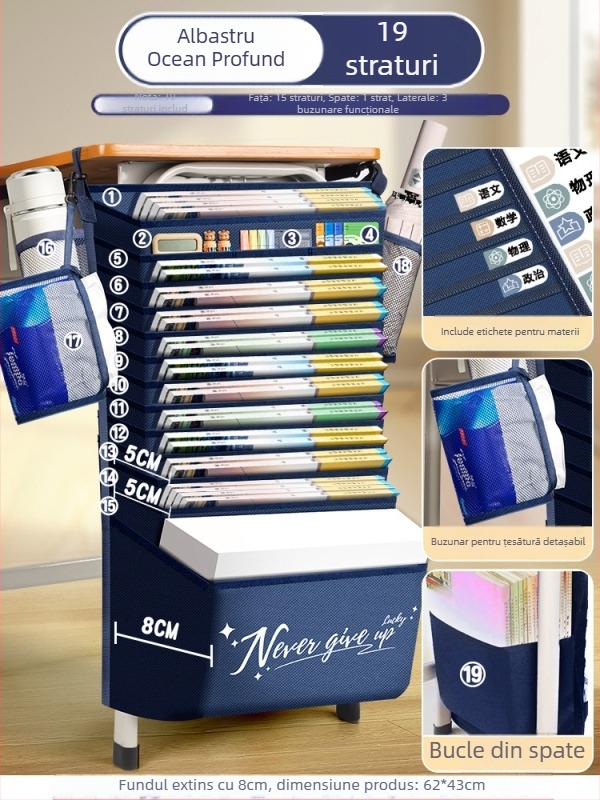 Geantă suspendată pentru cărți, lângă birou, capacitate mare, Brand Bushang, Model Kz00213bm, Material țesătură, Greutate netă 1