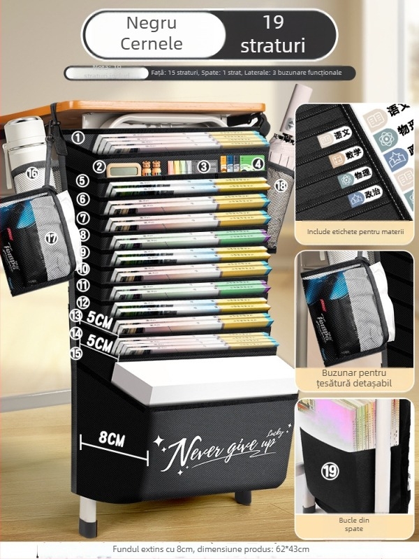 Geantă suspendată pentru cărți, lângă birou, capacitate mare, Brand Bushang, Model Kz00213bm, Material țesătură, Greutate netă 1