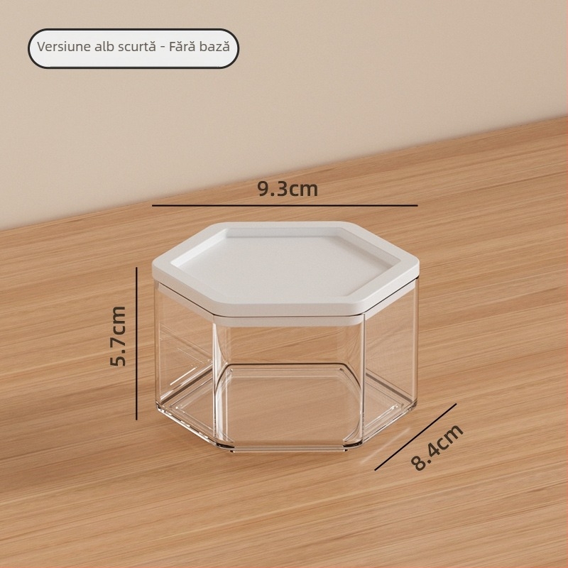 Cutie hexagonală de depozitare pentru birou – plastic PET+ABS, capacitate 1L, organizator pentru pixuri și cosmetice, potrivită pentru living, dormitor și birou