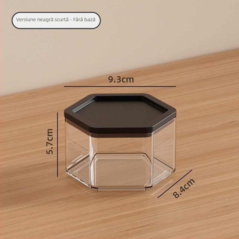 Cutie hexagonală de depozitare pentru birou – plastic PET+ABS, capacitate 1L, organizator pentru pixuri și cosmetice, potrivită pentru living, dormitor și birou