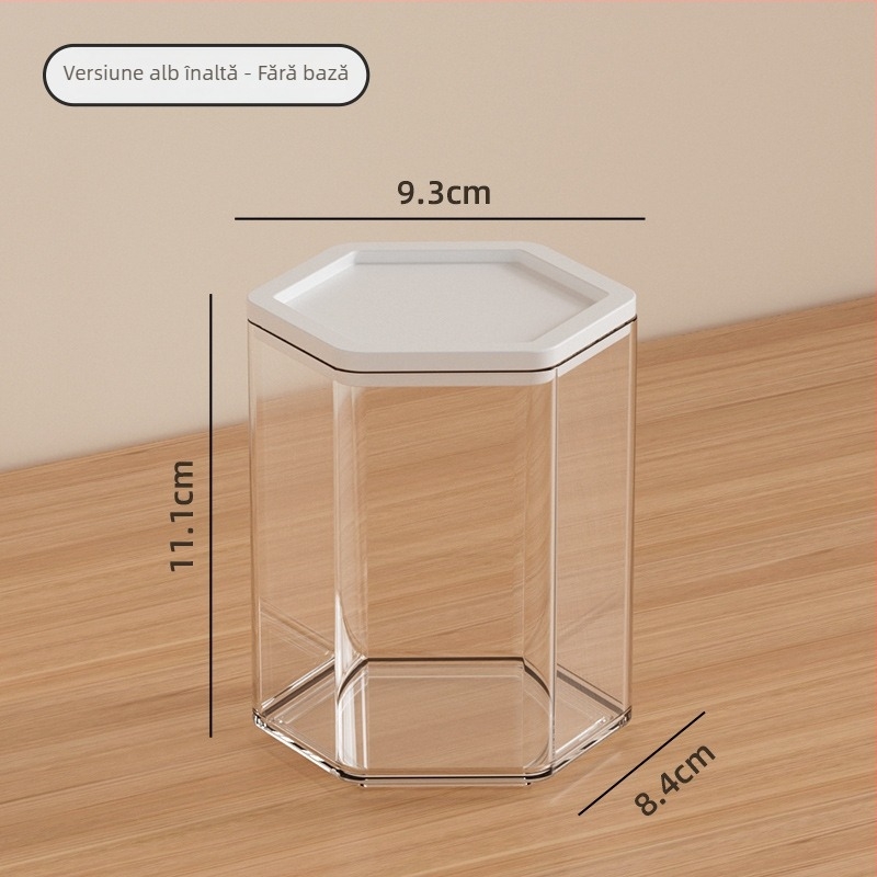 Cutie hexagonală de depozitare pentru birou – plastic PET+ABS, capacitate 1L, organizator pentru pixuri și cosmetice, potrivită pentru living, dormitor și birou