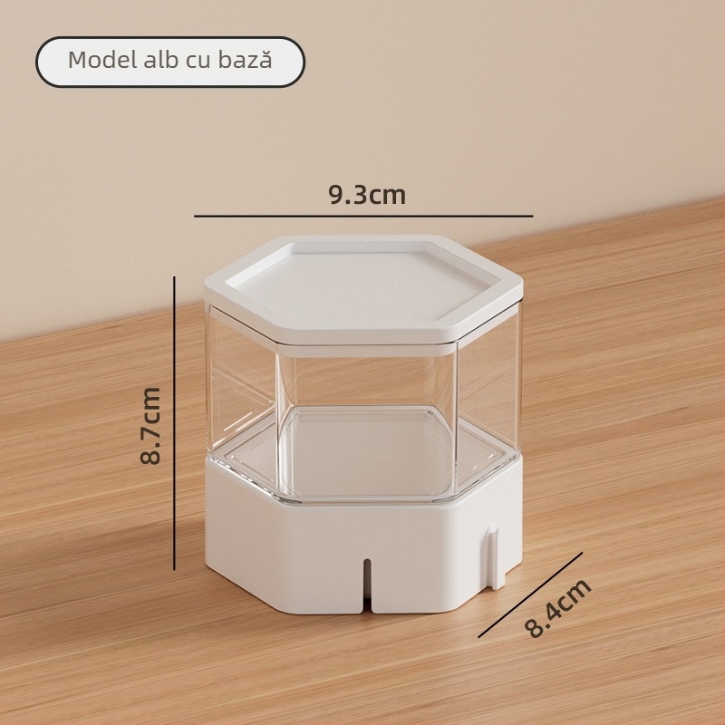Cutie hexagonală de depozitare pentru birou – plastic PET+ABS, capacitate 1L, organizator pentru pixuri și cosmetice, potrivită pentru living, dormitor și birou