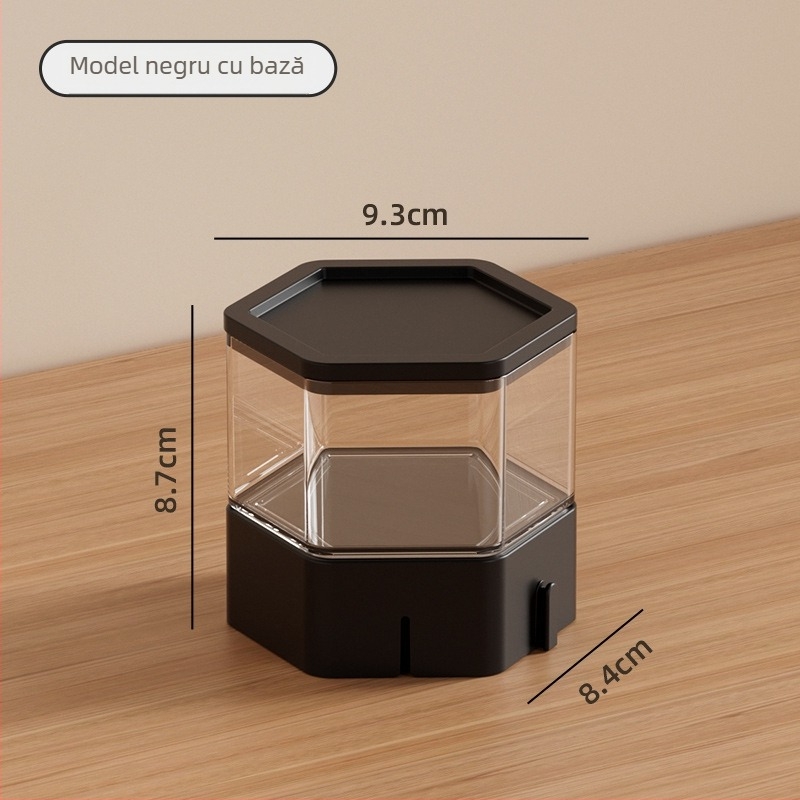 Cutie hexagonală de depozitare pentru birou – plastic PET+ABS, capacitate 1L, organizator pentru pixuri și cosmetice, potrivită pentru living, dormitor și birou