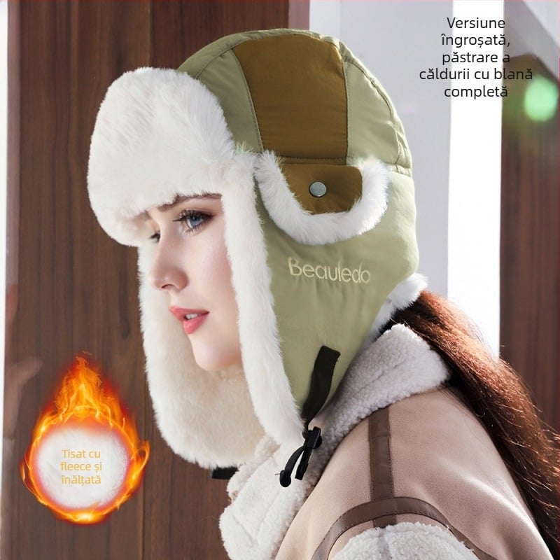 Șapcă de iarnă pentru activități în aer liber, cu acoperire completă, din acrilic, caldă, rezistentă la vânt, respirabilă; tricotată, brodată; unisex adulți