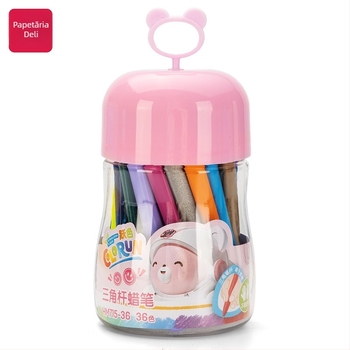 Deli HM715 Creioane cerate din plastic – Cap rotund, Corp plastic, Seria Mengyi Aerospace, pentru artă copiilor