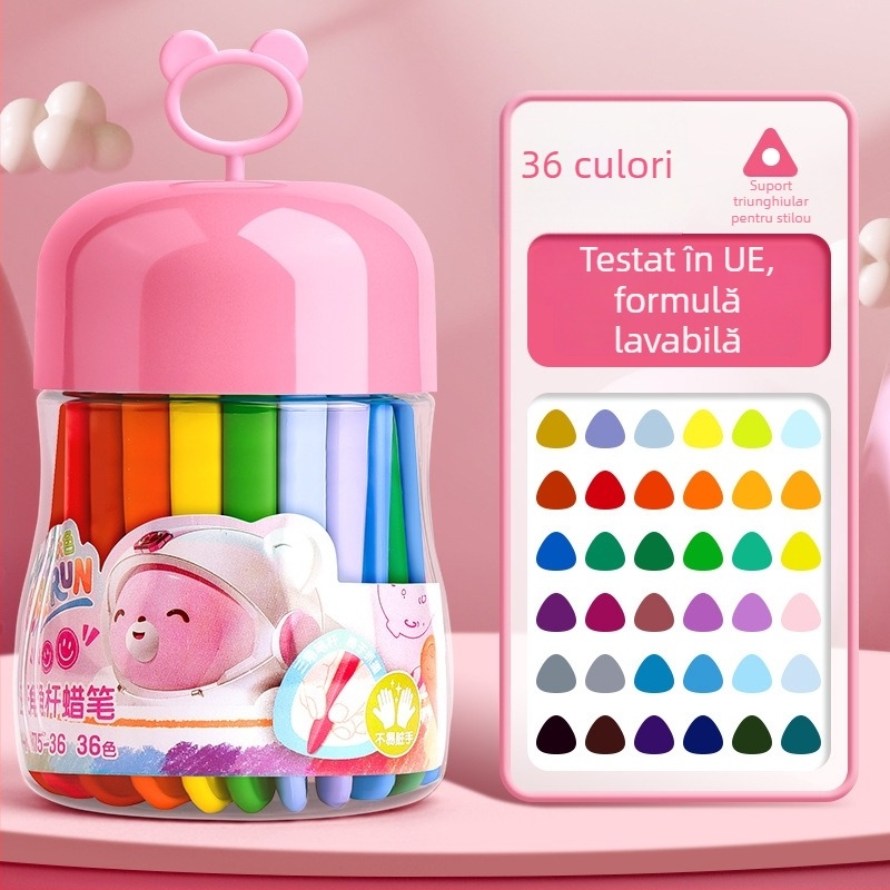 Deli HM715 Creioane cerate din plastic – Cap rotund, Corp plastic, Seria Mengyi Aerospace, pentru artă copiilor