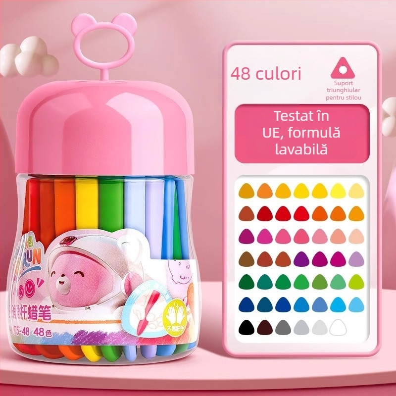 Deli HM715 Creioane cerate din plastic – Cap rotund, Corp plastic, Seria Mengyi Aerospace, pentru artă copiilor