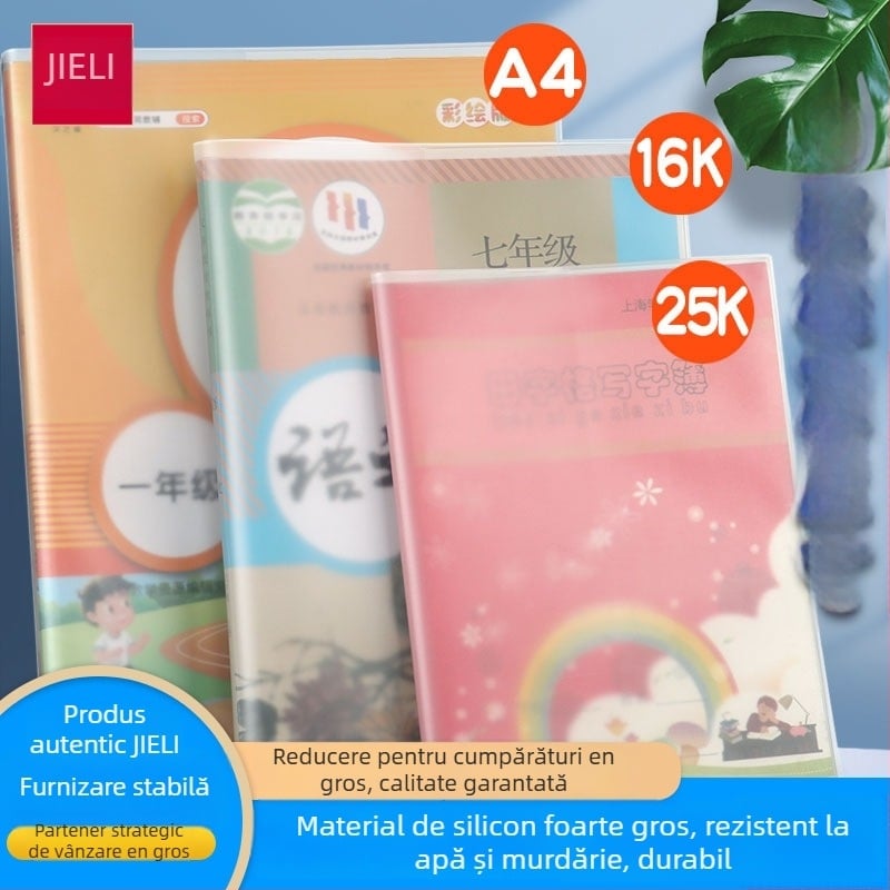 Husă de carte EVA silicon transparentă, pentru școala primară, brand Deli, potrivită ca dar