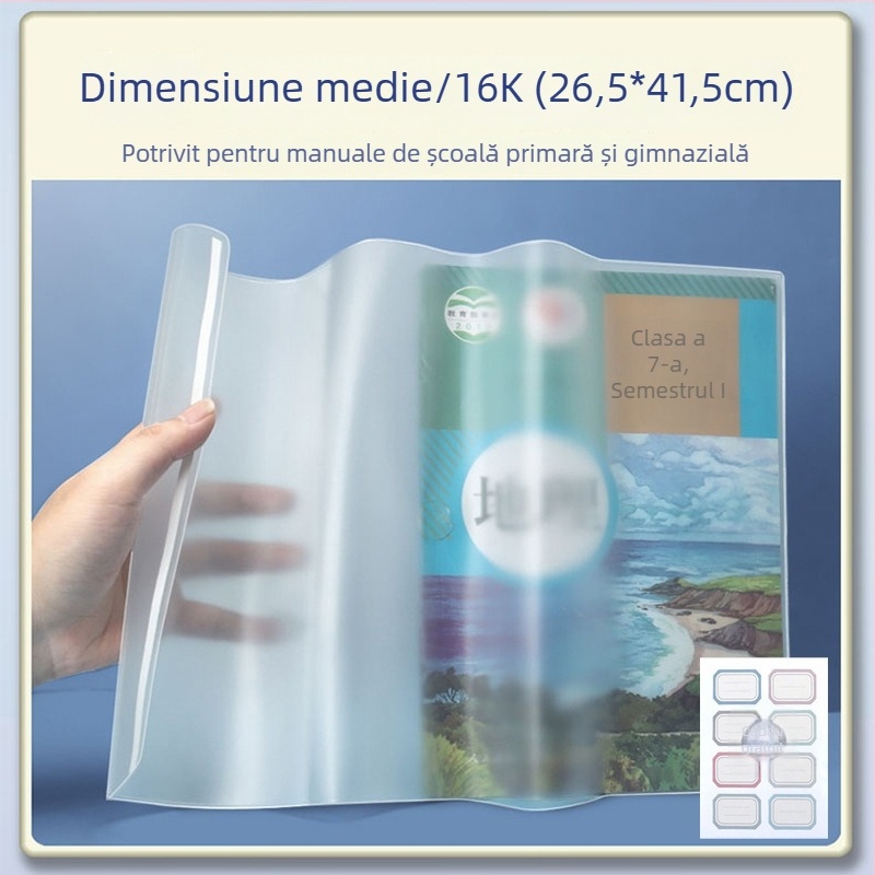 Husă de carte EVA silicon transparentă, pentru școala primară, brand Deli, potrivită ca dar