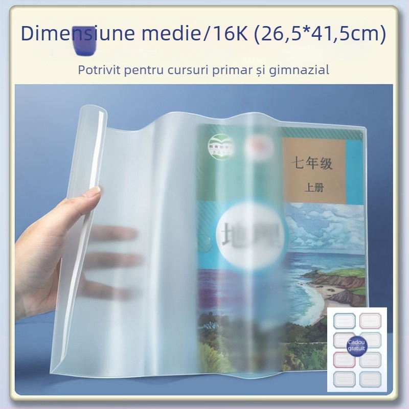 Husă de carte EVA silicon transparentă, pentru școala primară, brand Deli, potrivită ca dar