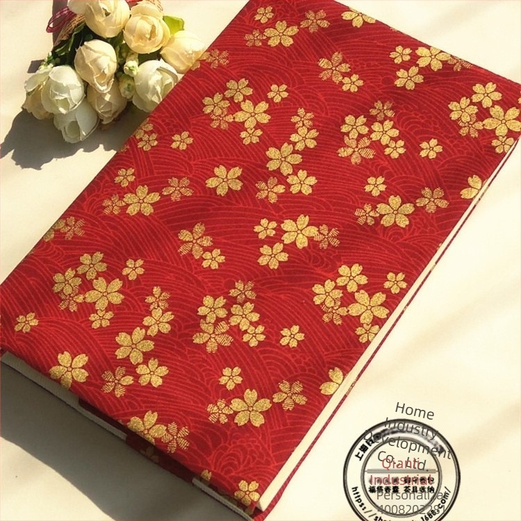 Copertă de carte din pânză, cu broderie florală bronzată, realizată manual, reglabilă pentru caiet