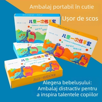 Mănuși de unică folosință pentru copii, PE, ambalare individuală, de calitate alimentară, transparente, 0,01 mm grosime, pentru uz casnic