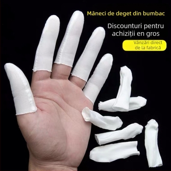 Mănuși degetelor de unică folosință din bumbac 100% cu rezistență la uzură, antiderapante, absorbante de transpirație și izolație termică (greutate 8 g)