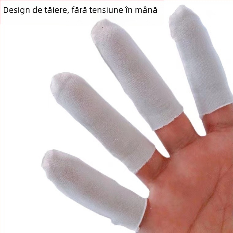 Mănuși degetelor de unică folosință din bumbac 100% cu rezistență la uzură, antiderapante, absorbante de transpirație și izolație termică (greutate 8 g)