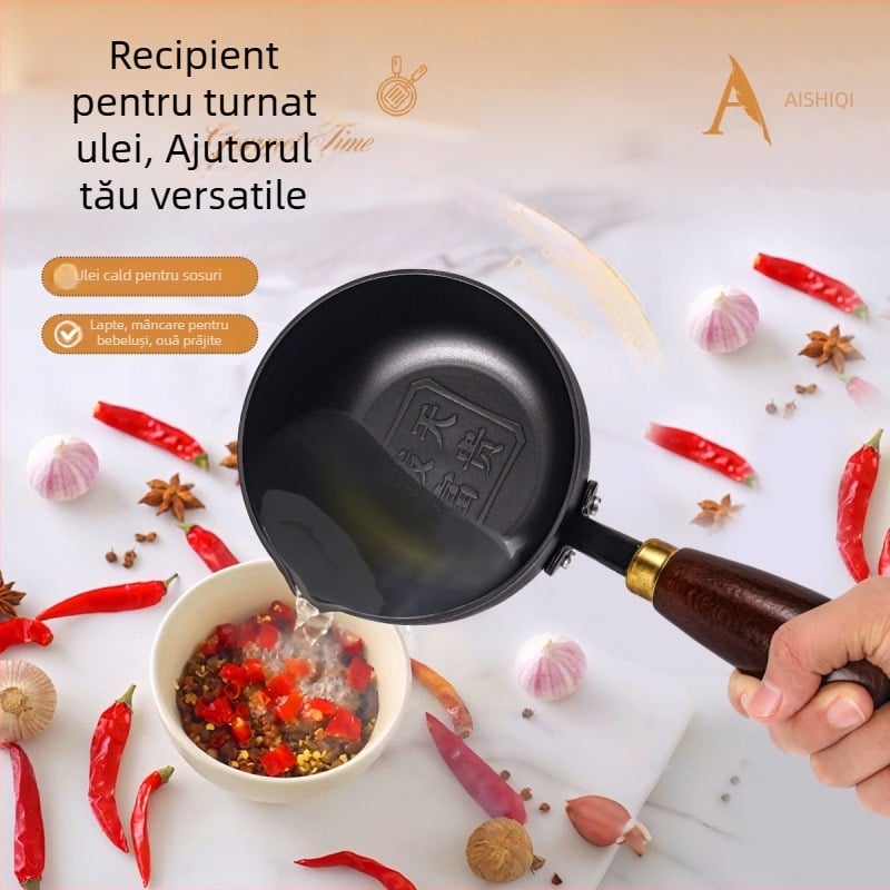 Tigaie mică din fontă pentru prăjit, suprafață antiaderentă, capac din oțel inoxidabil cu geam, fund de mai multe straturi, compatibilă cu toate plitele