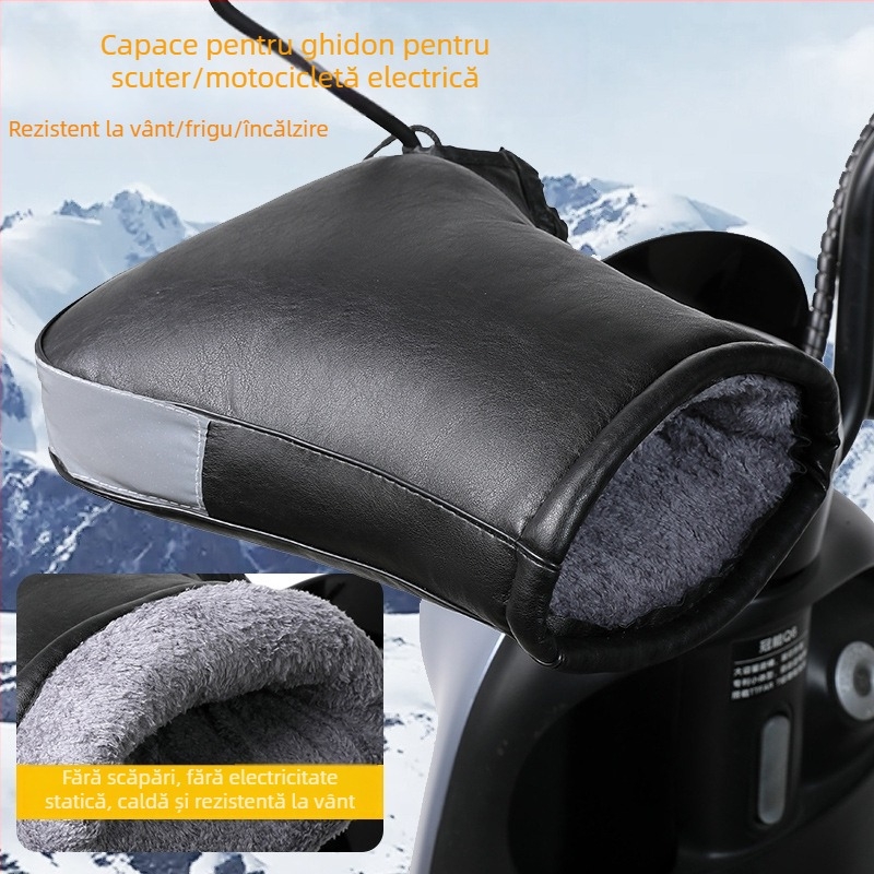 Capace pentru ghidoane de motocicletă electrică, pentru iarnă, impermeabile și rezistente la vânt, grosime pentru frig, potrivire universală