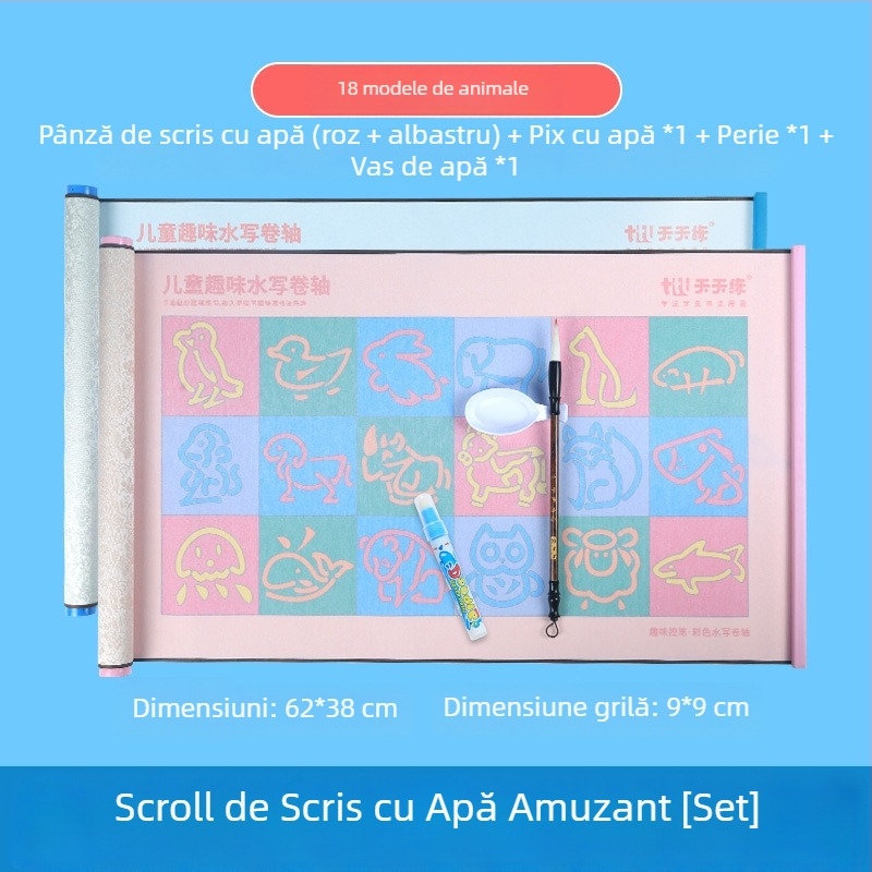 Daily Practice Water Writing Cloth – Set pentru antrenamentul controlului scrierii la copii, Rolă, Educațional