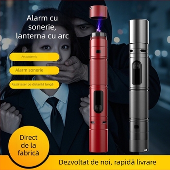 Lanternă de exterior pentru camping și autoapărare, corp din aliaj de aluminiu, sursă de lumină cu laser, zoom telescopic, 5W, baterie reîncărcabilă (capacitate 500)