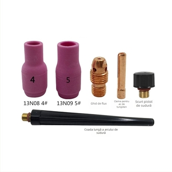 WP-9F Pistol de sudură cu arc argon cu duză ceramică 13N08, ghid de flux din cupru, protecție pentru duză