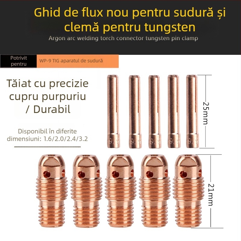 WP-9F Pistol de sudură cu arc argon cu duză ceramică 13N08, ghid de flux din cupru, protecție pentru duză