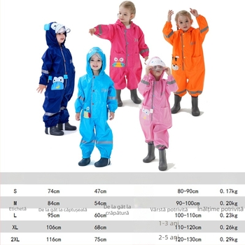 Poncho de ploaie pentru copii, piesă unică, stil desen animat, pentru bicicletă, țesătură Oxford, grosime normală, strat impermeabil cu adeziv A/C, personalizare disponibilă