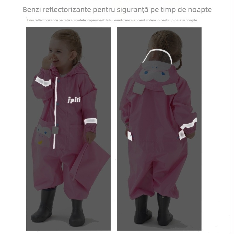 Poncho de ploaie pentru copii, piesă unică, stil desen animat, pentru bicicletă, țesătură Oxford, grosime normală, strat impermeabil cu adeziv A/C, personalizare disponibilă