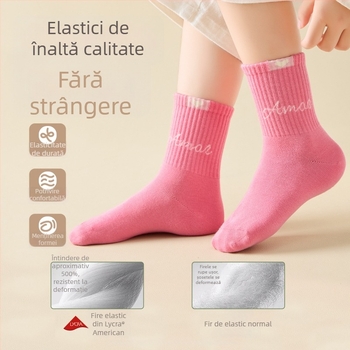 Sosete pentru copii din bumbac, primăvară-toamnă, lungime mijlocie, dungi, tricot Jacquard, respirante și antibacteriene