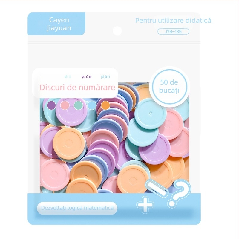 Monede didactice pentru matematică, clasa întâi: forme geometrice și calcule de adunare/scădere, plastic, Modian, cod Jyb-126bm, vârstă 7–14, neelectrice