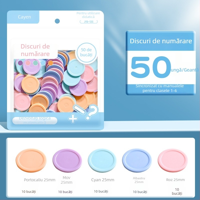 Monede didactice pentru matematică, clasa întâi: forme geometrice și calcule de adunare/scădere, plastic, Modian, cod Jyb-126bm, vârstă 7–14, neelectrice