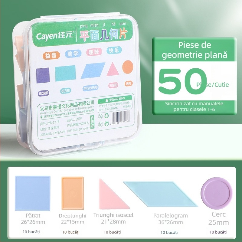 Monede didactice pentru matematică, clasa întâi: forme geometrice și calcule de adunare/scădere, plastic, Modian, cod Jyb-126bm, vârstă 7–14, neelectrice