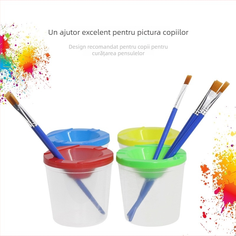 Recipient pentru spălat pensule de pictură, multifuncțional, etanș, portabil, cu paletă de culori