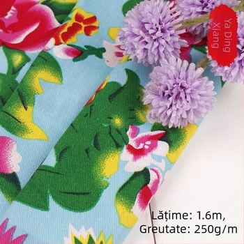 Țesătură din 100% bumbac twill jacquard cu imprimeu vegetal — motiv floral mare în stil nord-estic