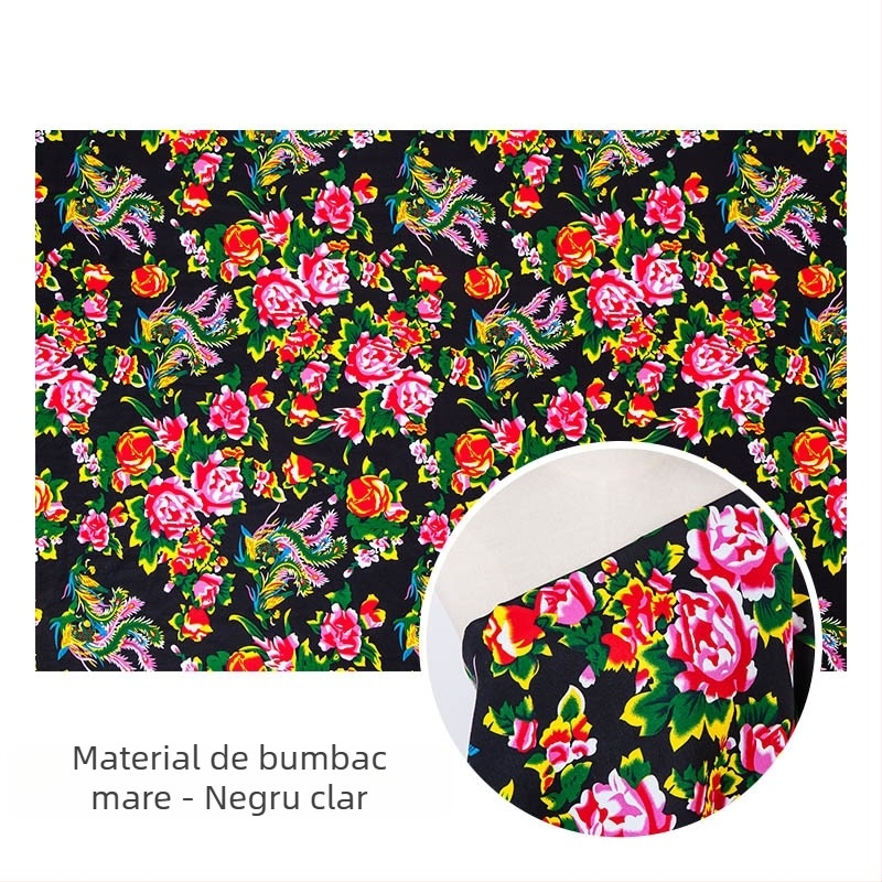 Țesătură din 100% bumbac twill jacquard cu imprimeu vegetal — motiv floral mare în stil nord-estic