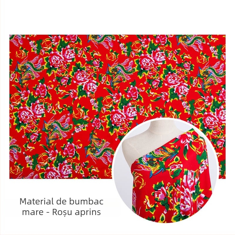 Țesătură din 100% bumbac twill jacquard cu imprimeu vegetal — motiv floral mare în stil nord-estic
