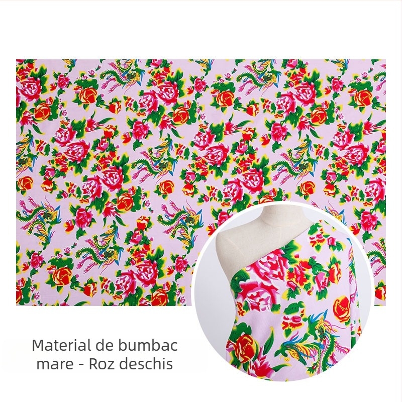 Țesătură din 100% bumbac twill jacquard cu imprimeu vegetal — motiv floral mare în stil nord-estic
