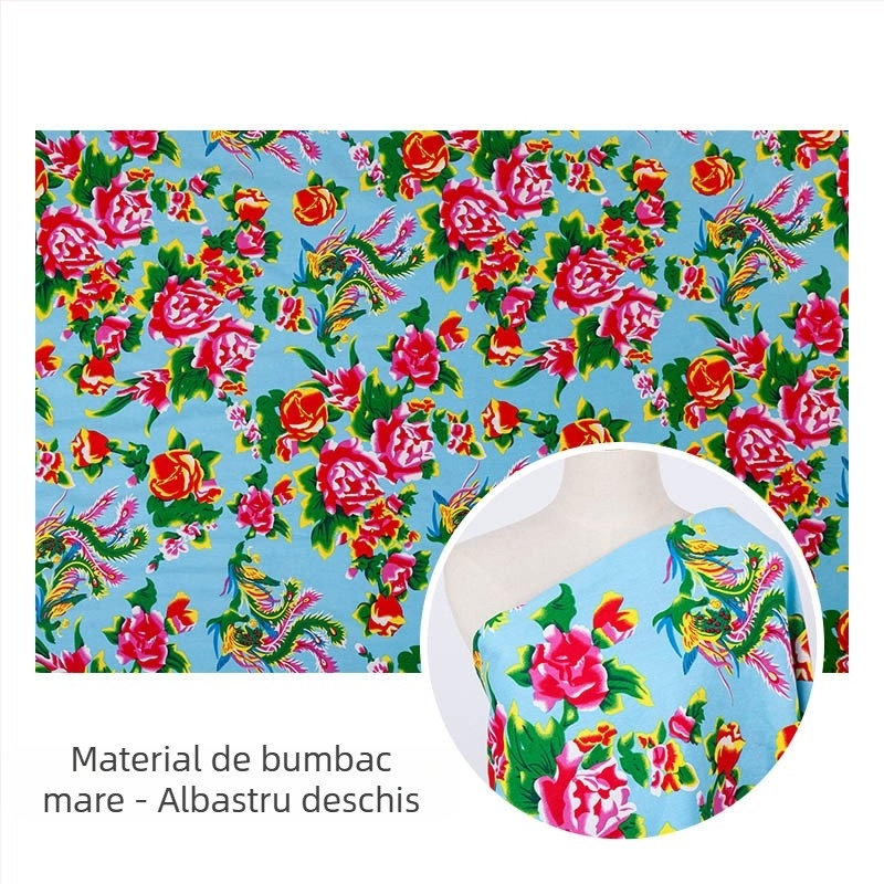 Țesătură din 100% bumbac twill jacquard cu imprimeu vegetal — motiv floral mare în stil nord-estic