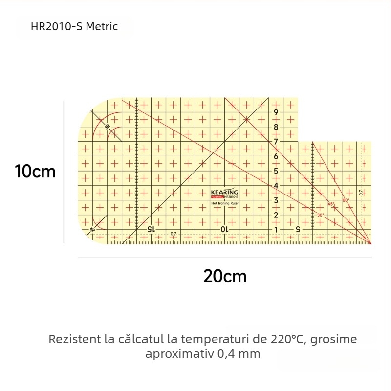 Rigla de centimetri Kolding — corp din plastic, imprimare personalizată, ambalaj 1/12/240