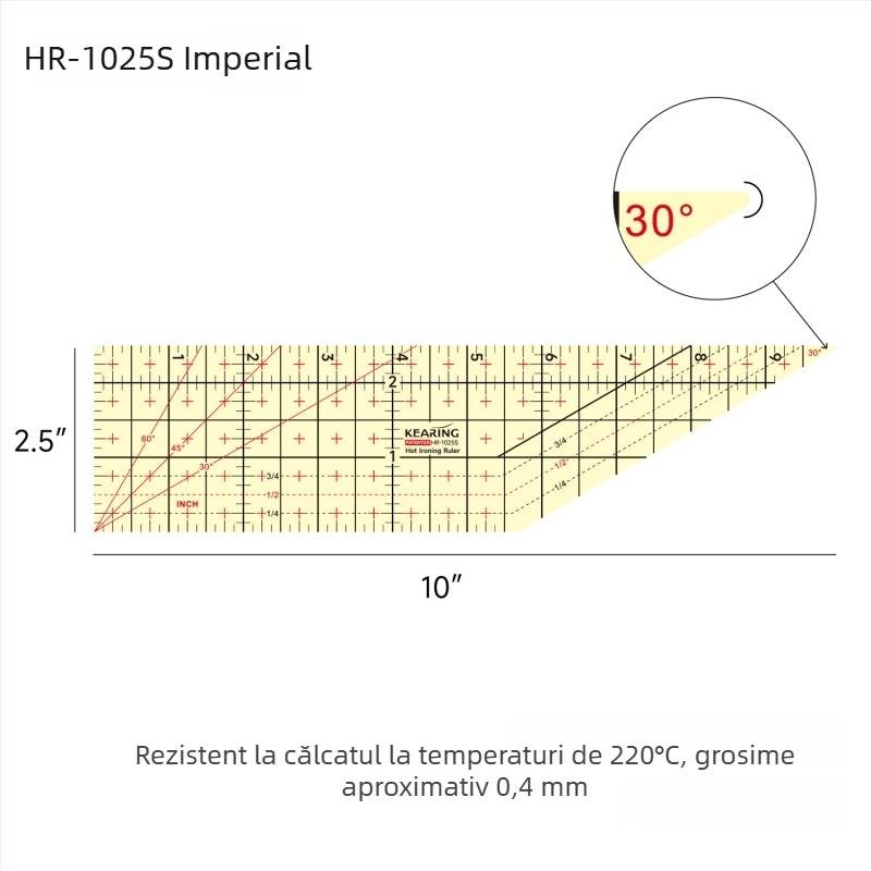 Rigla de centimetri Kolding — corp din plastic, imprimare personalizată, ambalaj 1/12/240